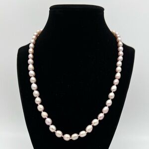 D’JOY Light Pink Freshwater Pearl Knotted Necklace 925 Clasp